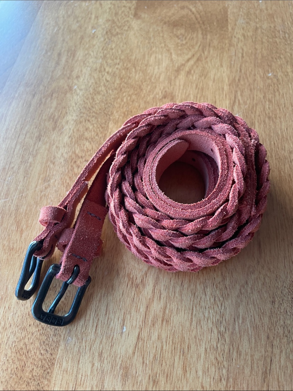 Rag & Bone Braided Suede Belt in Dusty Rose
